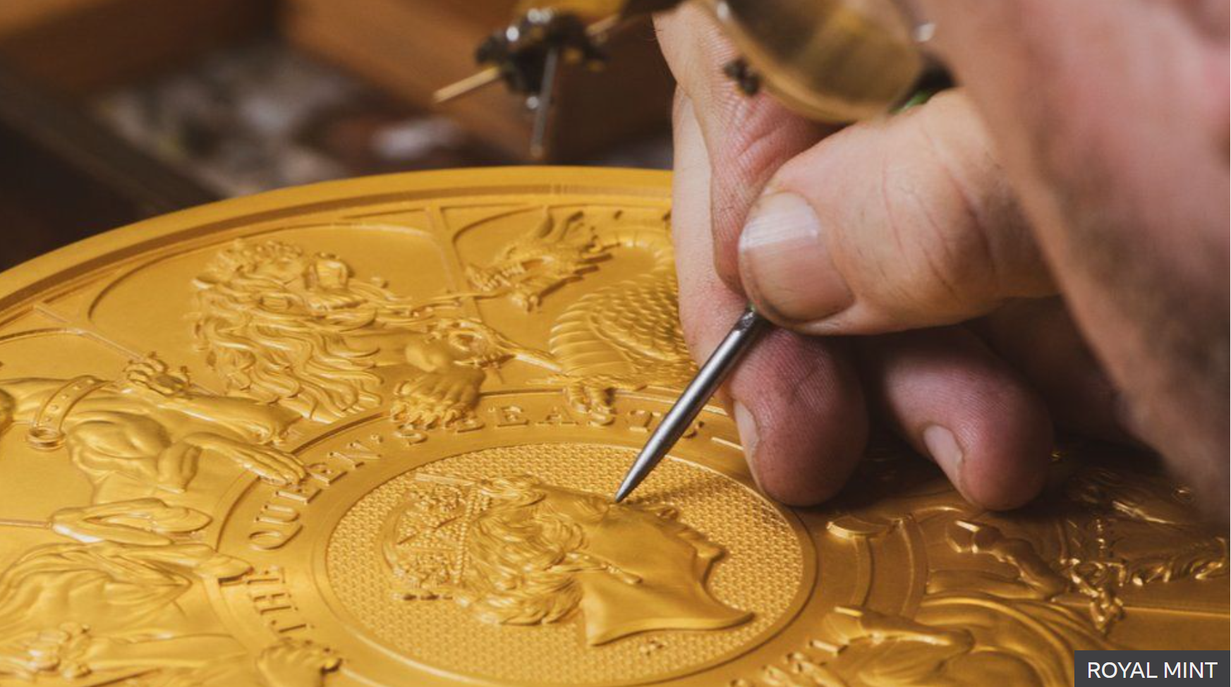 Gold coin created by hand