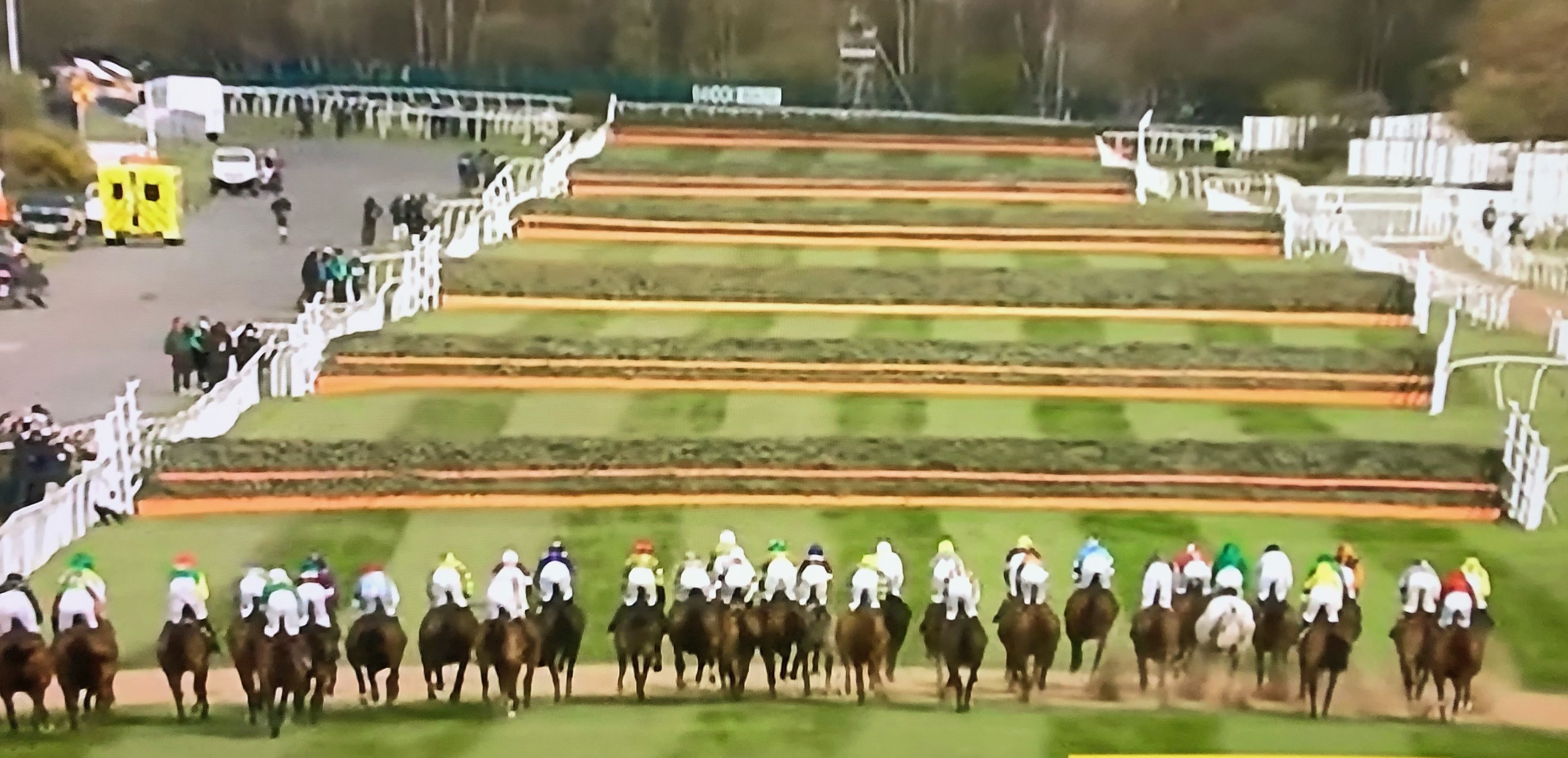 Grand National race with out any spectators