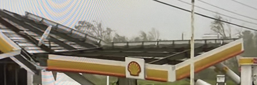 BP petrol station knocked down by Hurricane Ida