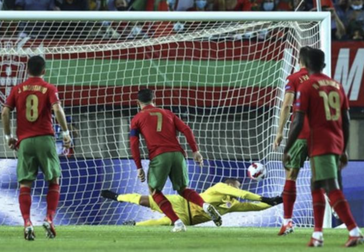 Cristiano Ronaldo scoring the penalty against Luxemburg