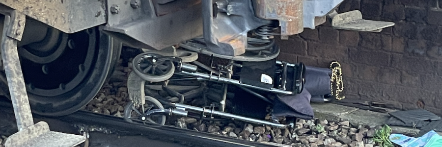 Wheelchair trapped under the South west train at Battersea Park station