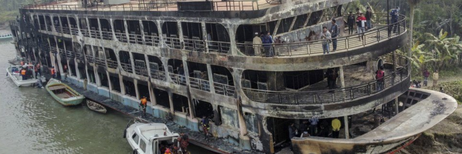 Three-decked ferry caught fire kills 39