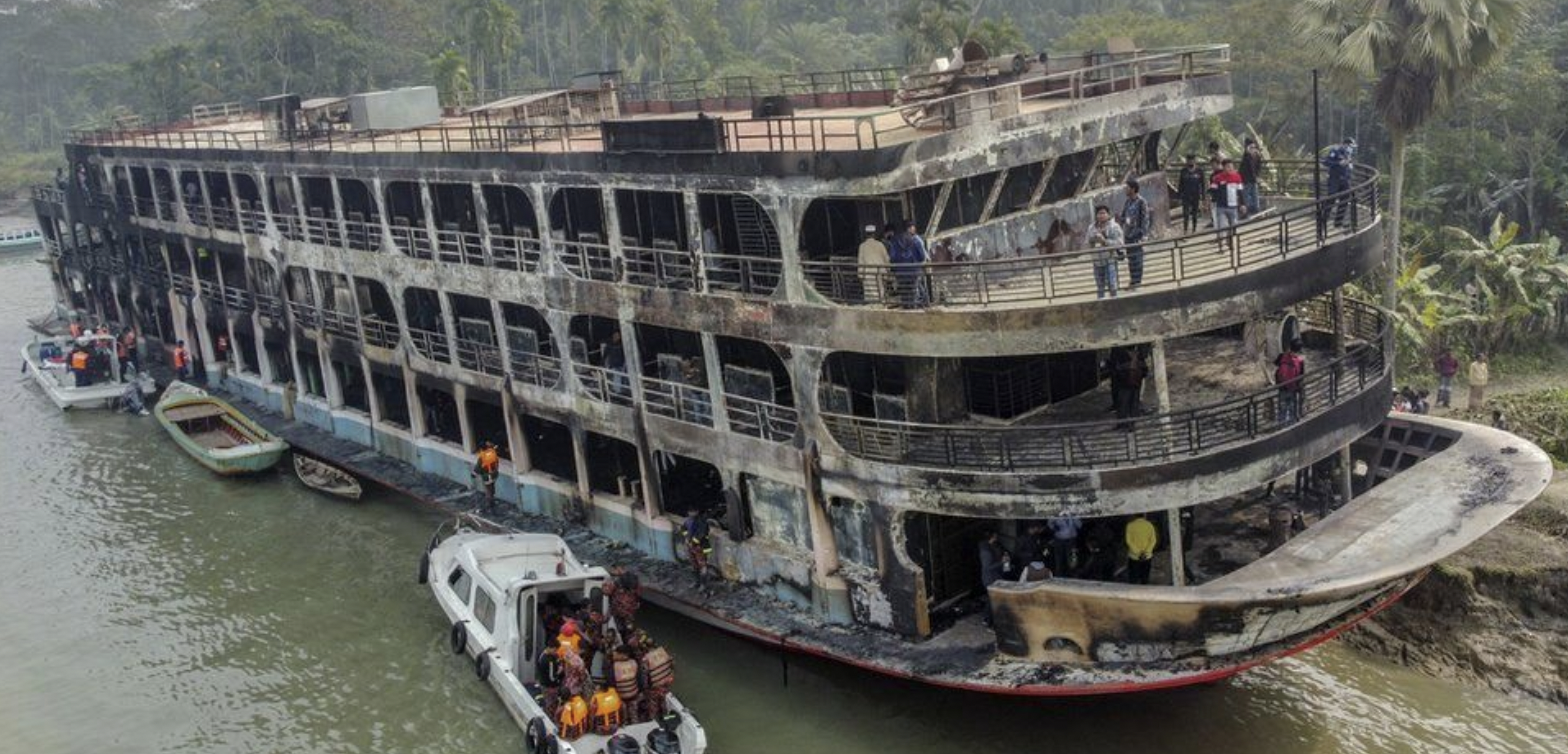 Three-decked ferry caught fire kills 39