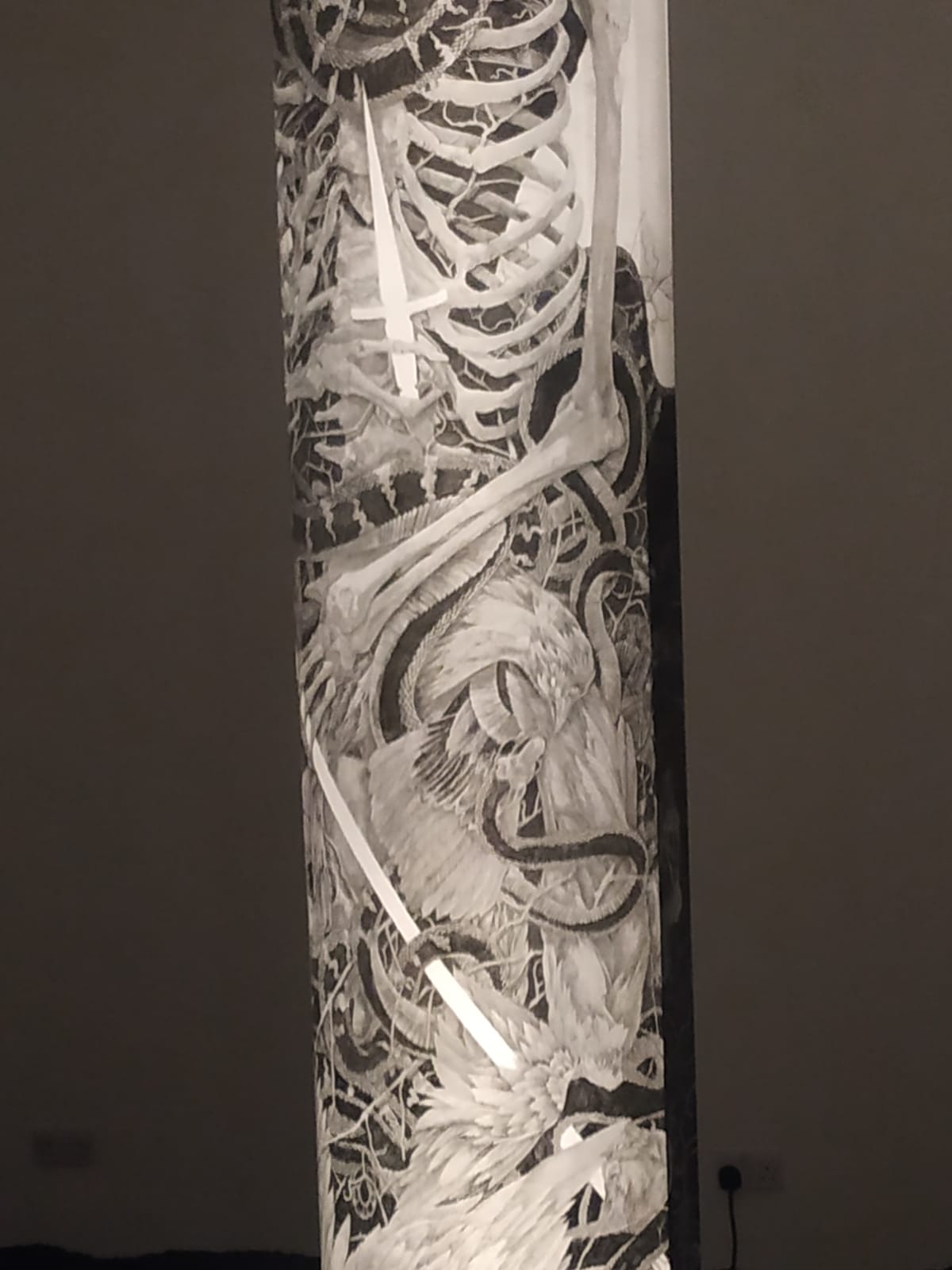 “ You Were a King Once – None of Us Are Getting Out Alive – Our Last Hope”.Unique 2021 Triptych – Ink and Graphite on tracing paper presented in backlit frames.  61x48x7cm each £5,500