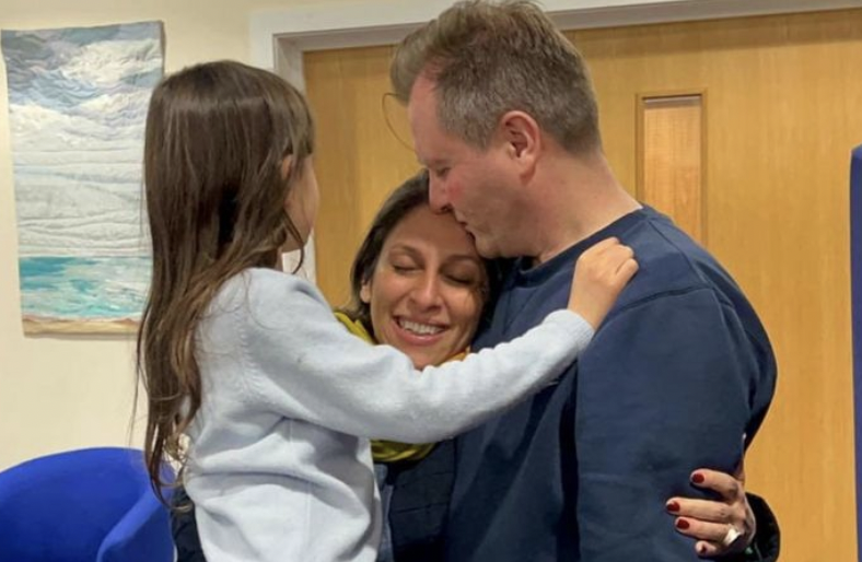 Nazanin with her seven year old daughter Garbiella and husband