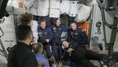 The Four Astronauts were welcomed aboard the ISS on Saturday.