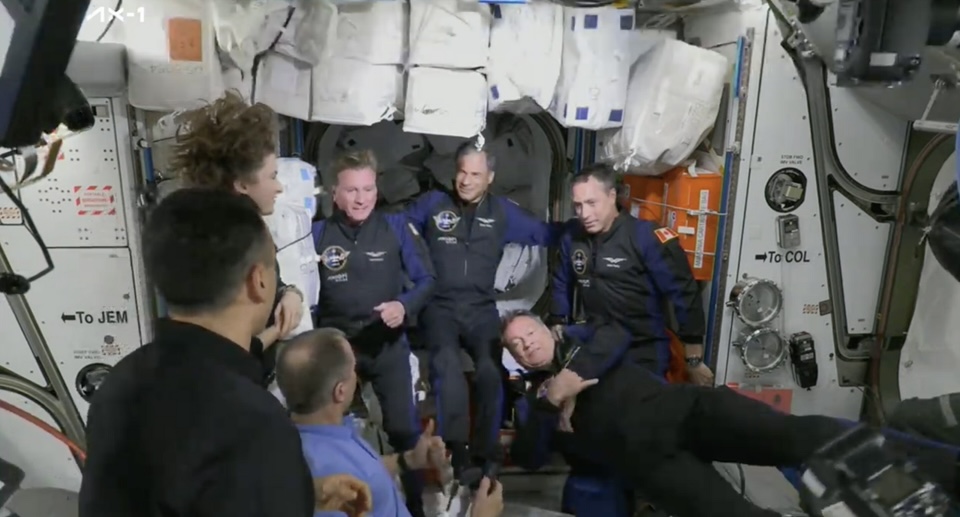 The Four Astronauts were welcomed aboard the ISS on Saturday.
