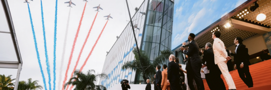 Cannes Film Festival Top Gun Maverick world premiere was greeting by a colourful flypast.