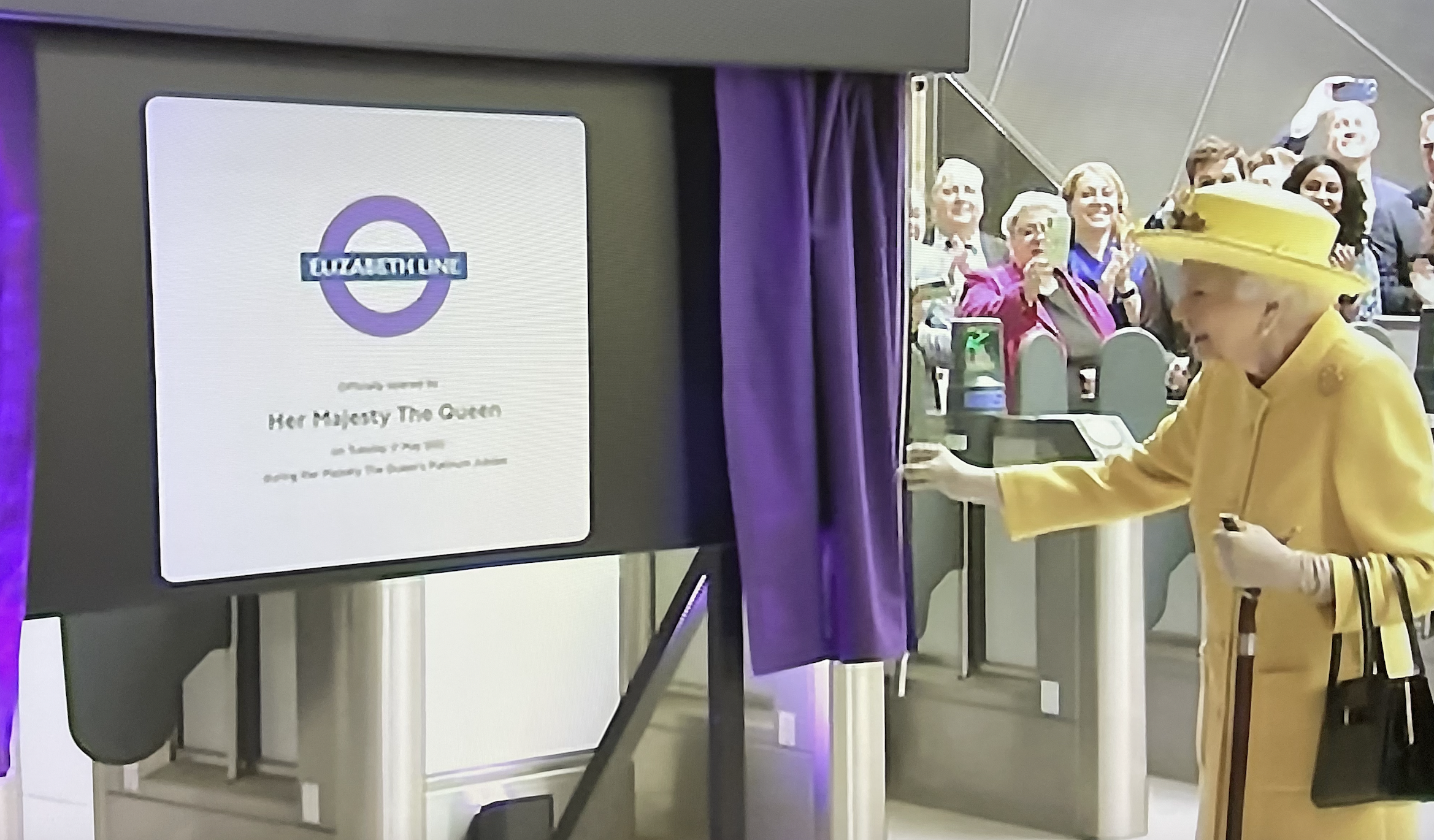 Queen Elizabeth opening Elizabeth line.