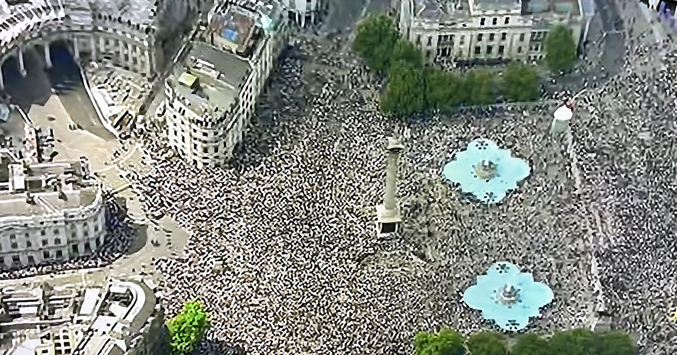 Crowds at Trafagal Square for the Queen's Platinum Jubilee.