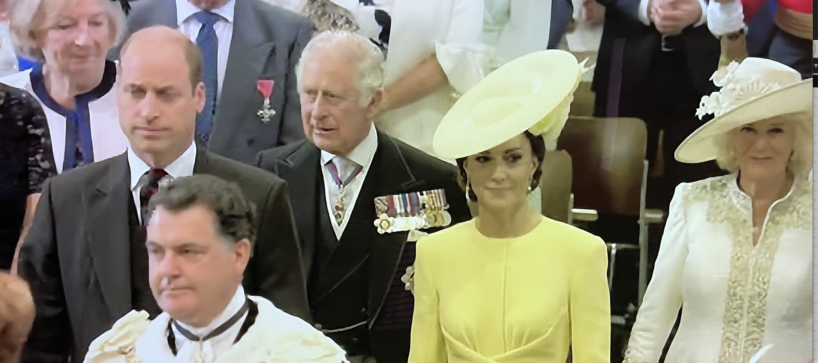 Prince William, Prince Charles, Kate and Camilla inside St Paul's Catherdral for the Thanksgiving Service.