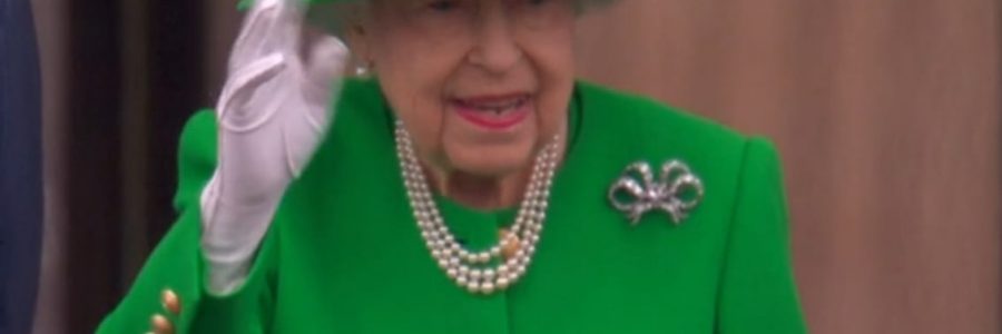 Queen appears at Buckingham Palace for the closing ceremonies of Jubilee celebrations.