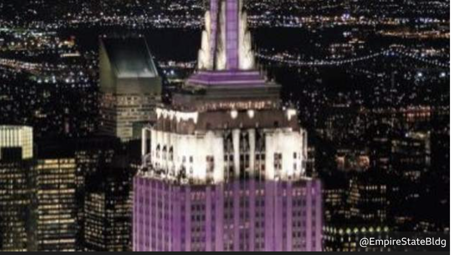 The Times Square Tower lights will turn to purple