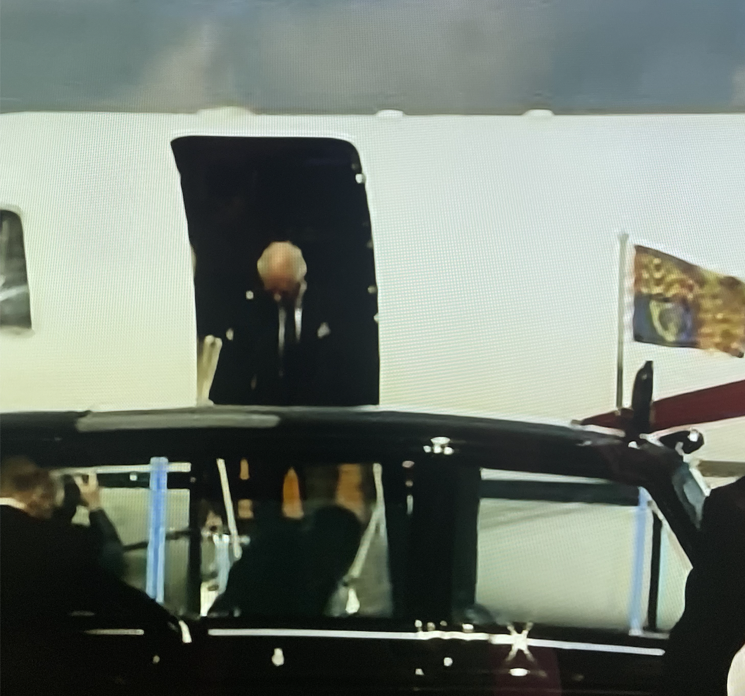 Charles arriving at Northolt airport from Balmoral.