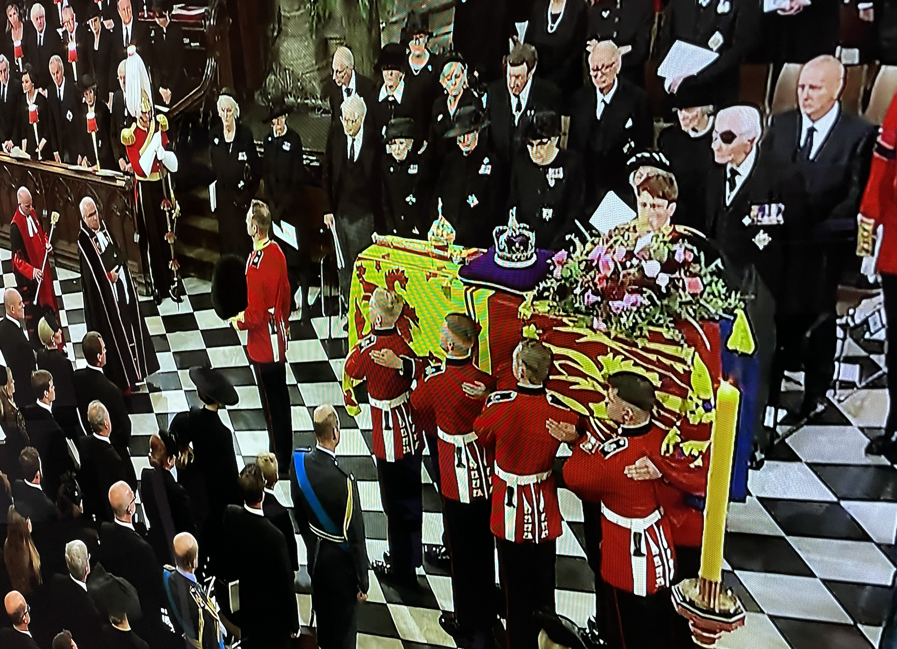 Queens's coffin after the funeral service.