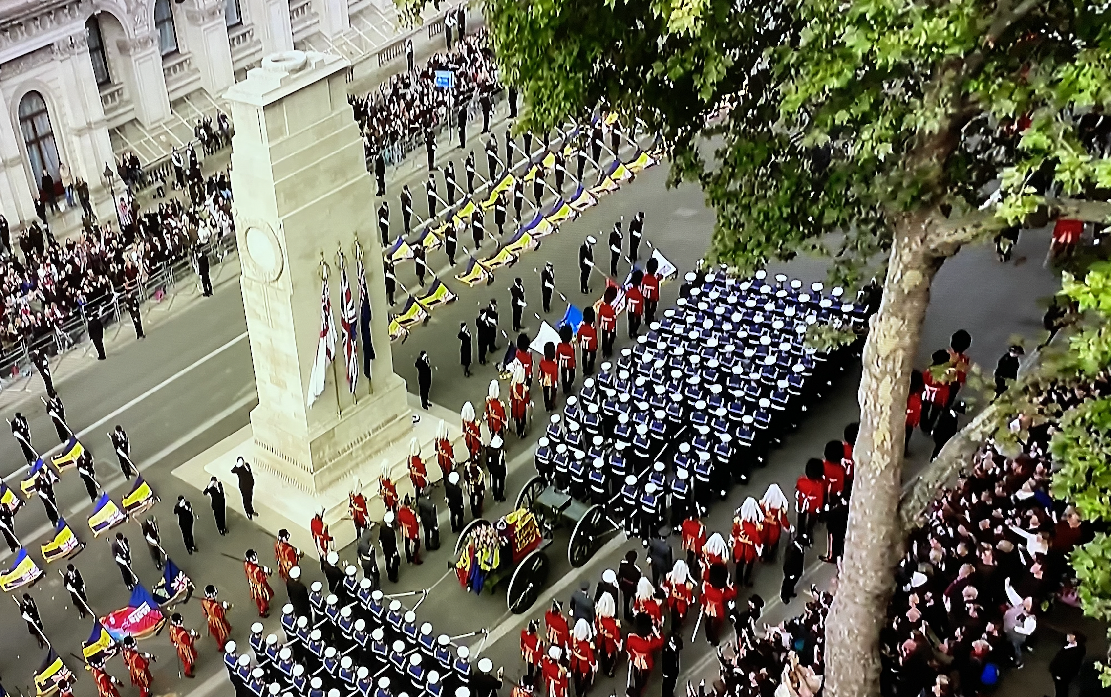 Queen's coffin procession passing the Epitah.