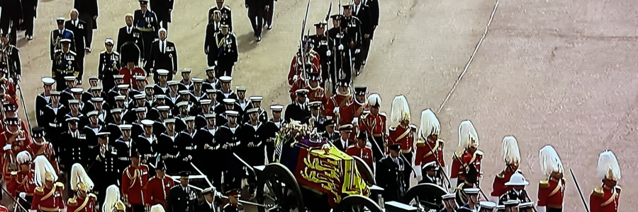 Queen's coffin procession.