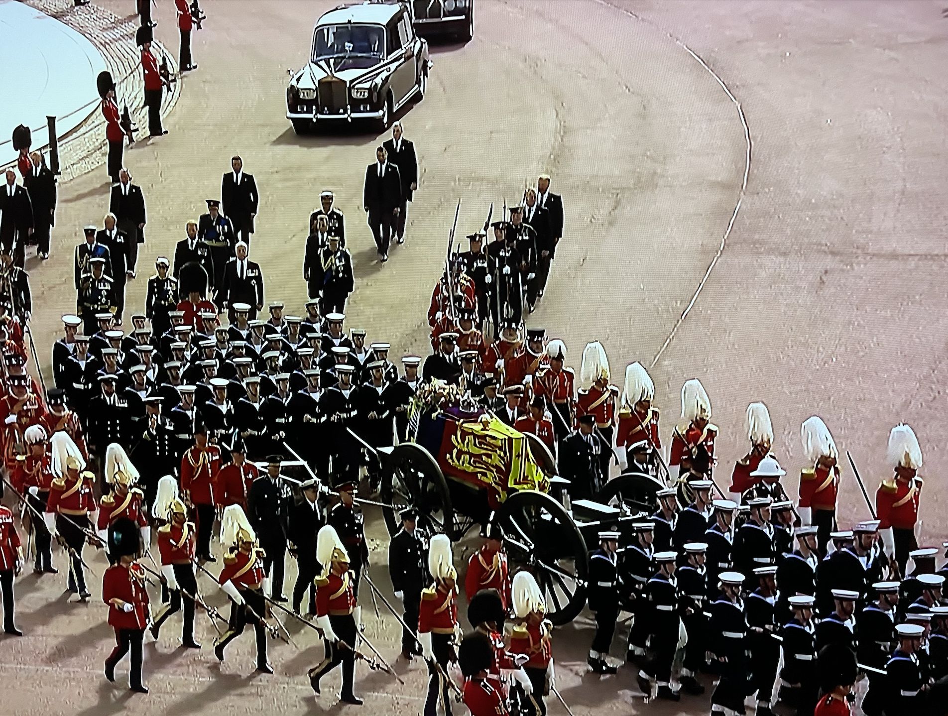 Queen's coffin procession.